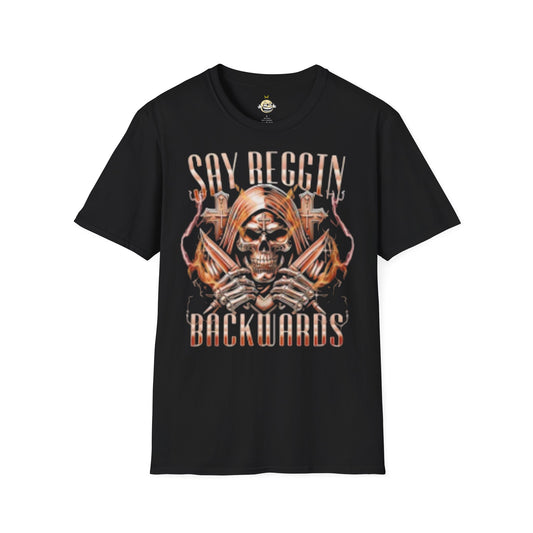 say reggin backwards t-shirt